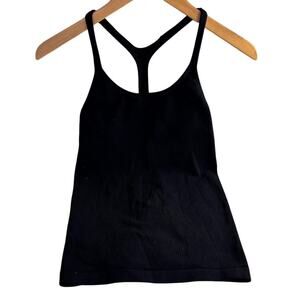Athleta Swoop Neck Ribbed Polyester Tank Top Black Womens Size Extra Small